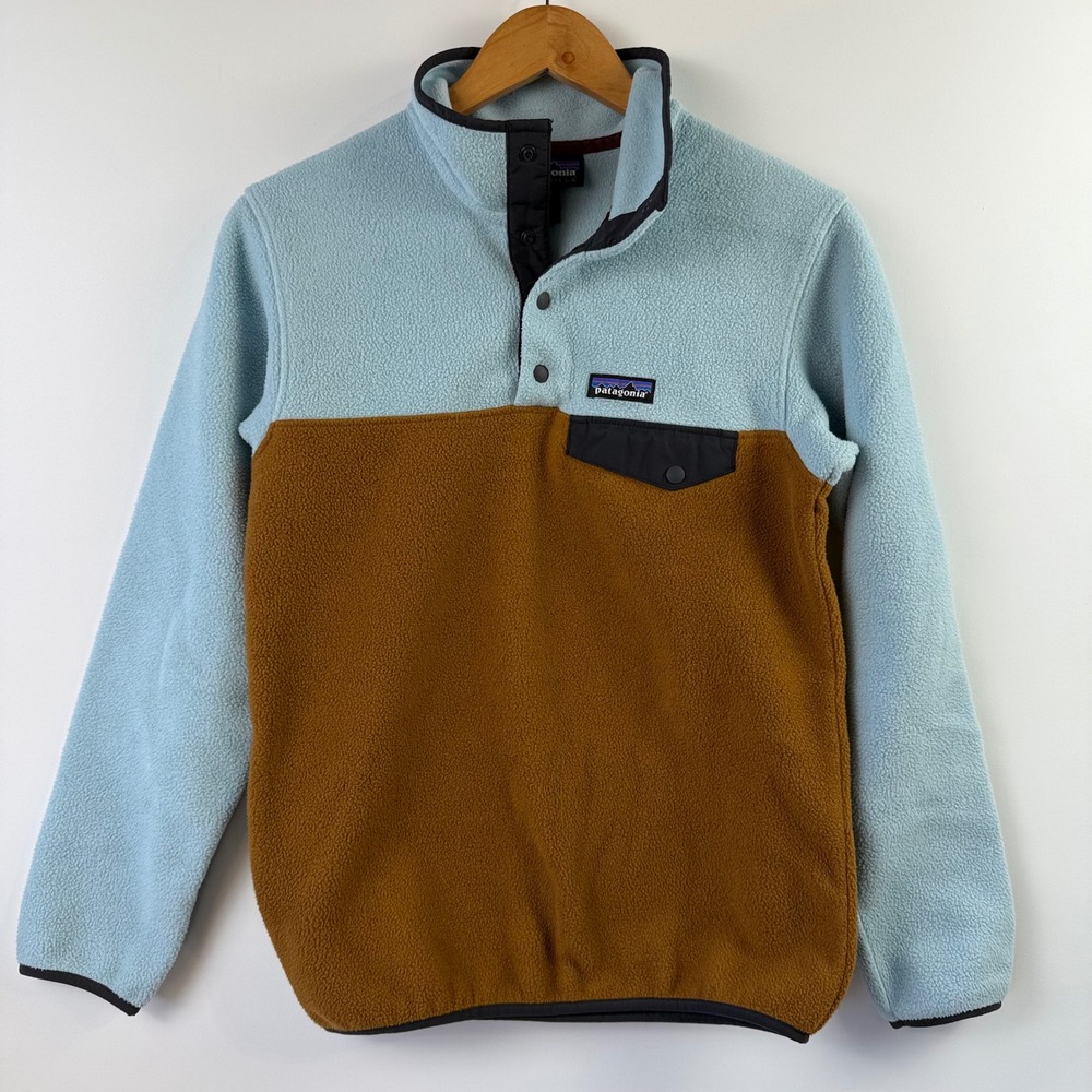 Patagonia Women's Lightweight Synchilla Snap T Pullover Fleece Jacket XS Blue